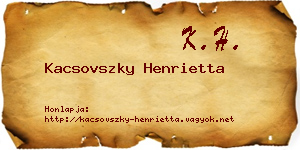 Kacsovszky Henrietta névjegykártya