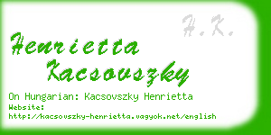 henrietta kacsovszky business card